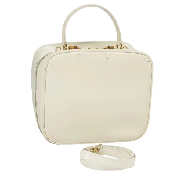 GUCCI Hand Bag Patent leather 2way Cream Gold Auth 98924 - Picture 1 of 16